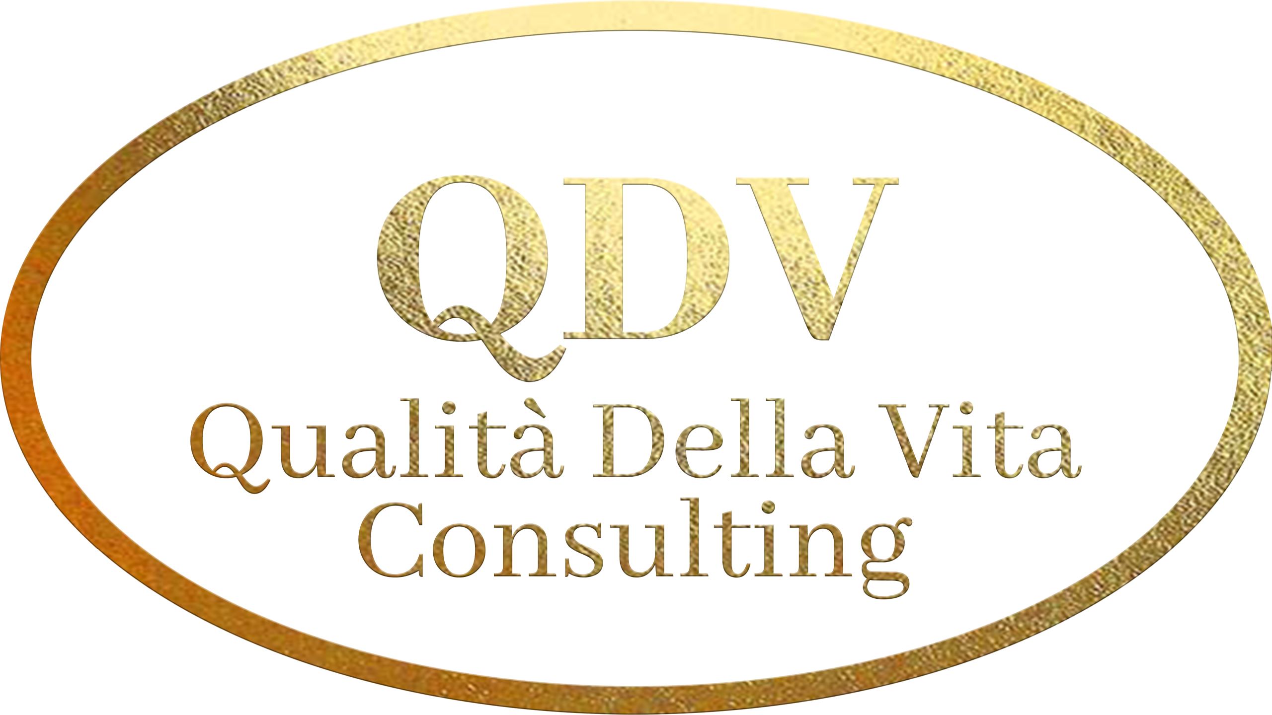 Logotyp för QDV Consulting som visar texten QDV Qualità Della Vita Consulting i en guldcirkel